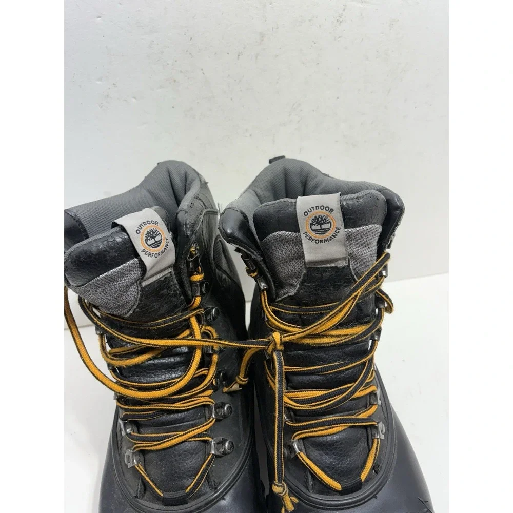 Timberland Flume Hiking Boots Mens Black Leather Lace-Up Waterproof Outdoor 11 M